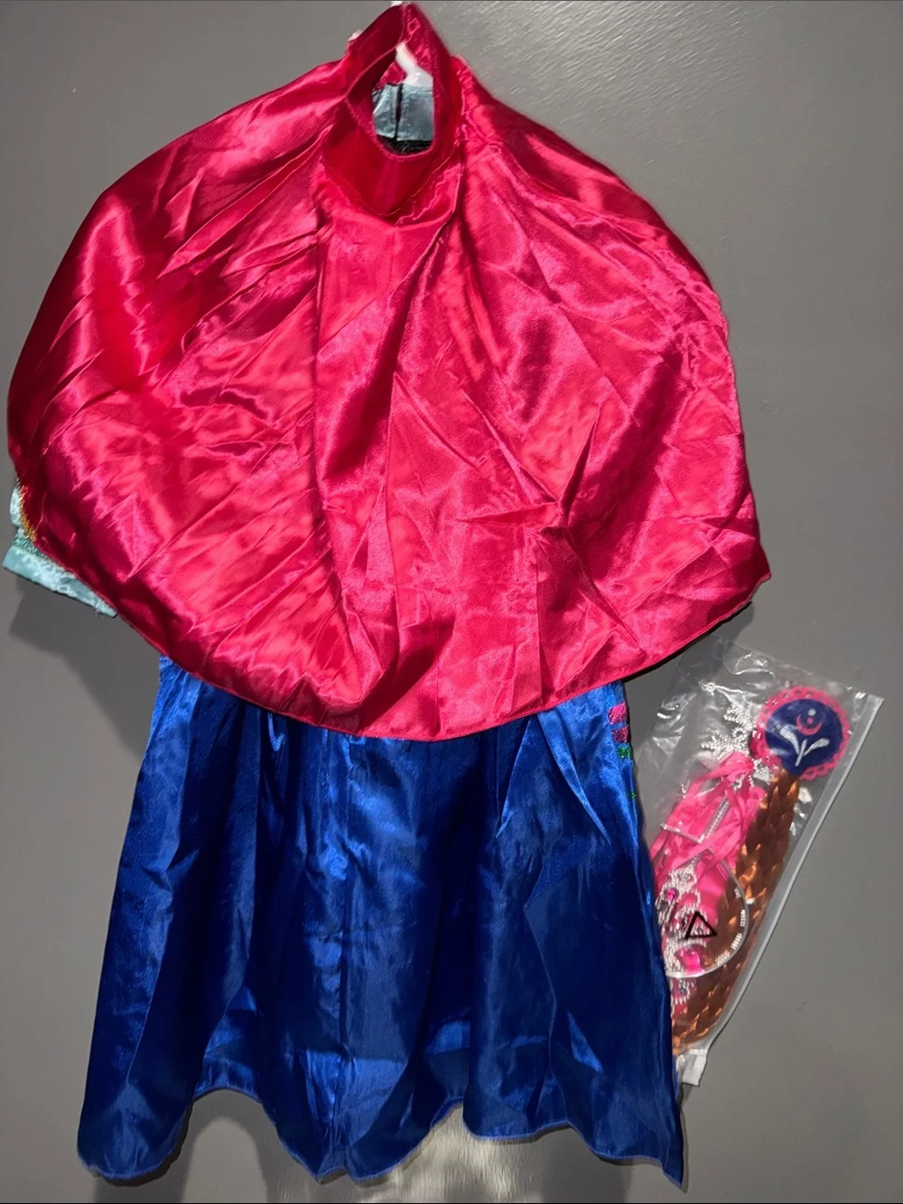 Frozen Anna inspired Blue & Pink Princess Cape Costume with Embroidered Bodie